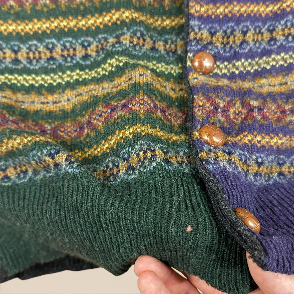 Vintage Nautica Fair Isle Wool Cardigan L