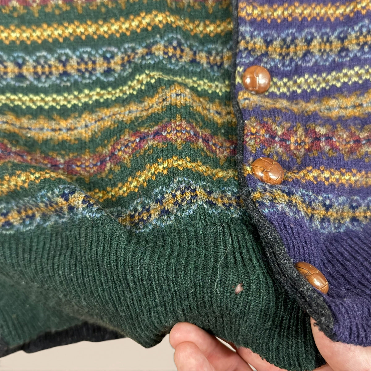 Vintage Nautica Fair Isle Wool Cardigan L