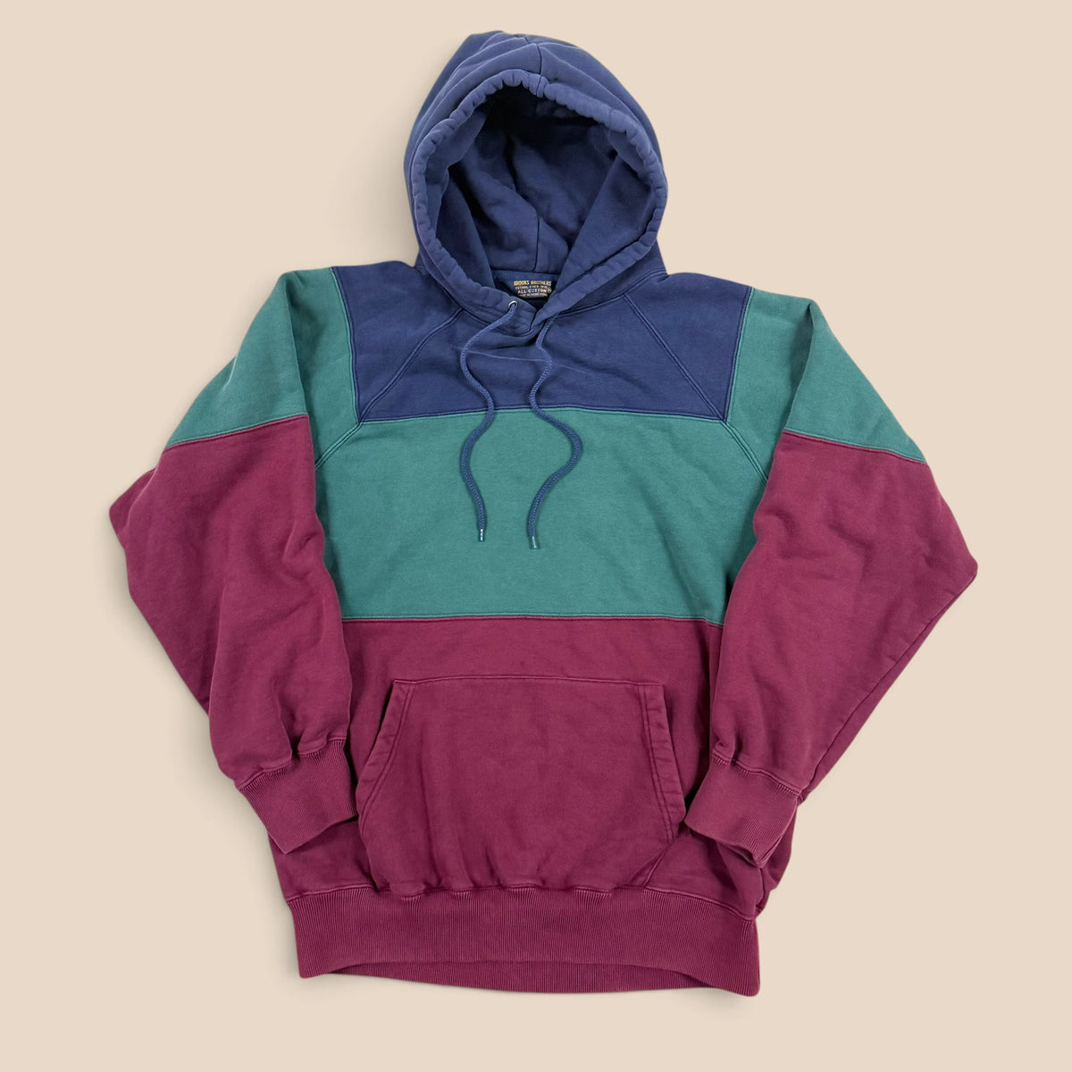 Vintage Brooks Brothers All Cotton Color Block Hoodie Medium