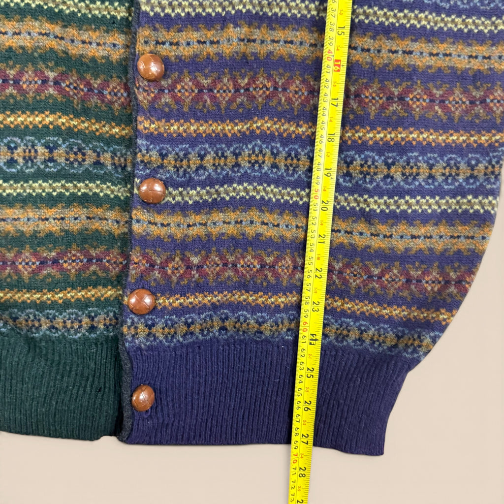 Vintage Nautica Fair Isle Wool Cardigan L