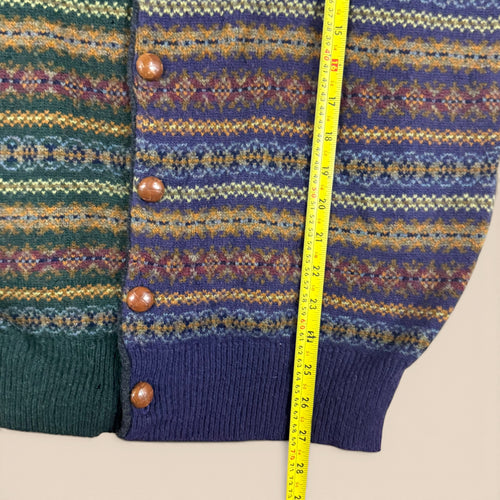 Vintage Nautica Fair Isle Wool Cardigan L
