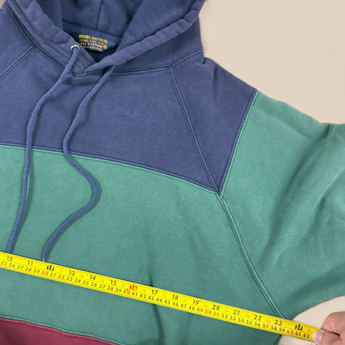 Vintage Brooks Brothers All Cotton Color Block Hoodie Medium