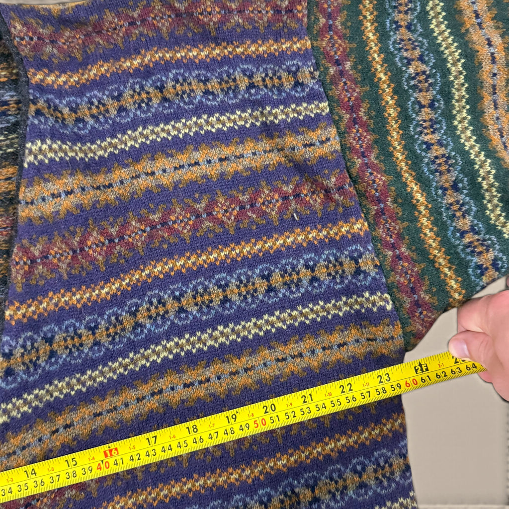Vintage Nautica Fair Isle Wool Cardigan L
