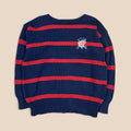 Vintage Ralph Lauren Striped Scribble Crest Cotton Knit Sweater Small