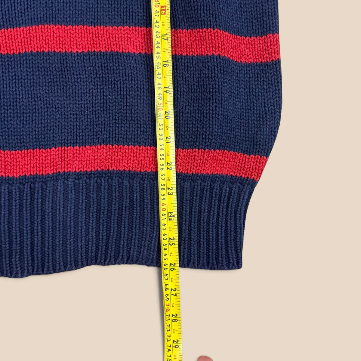 Vintage Ralph Lauren Striped Scribble Crest Cotton Knit Sweater Small